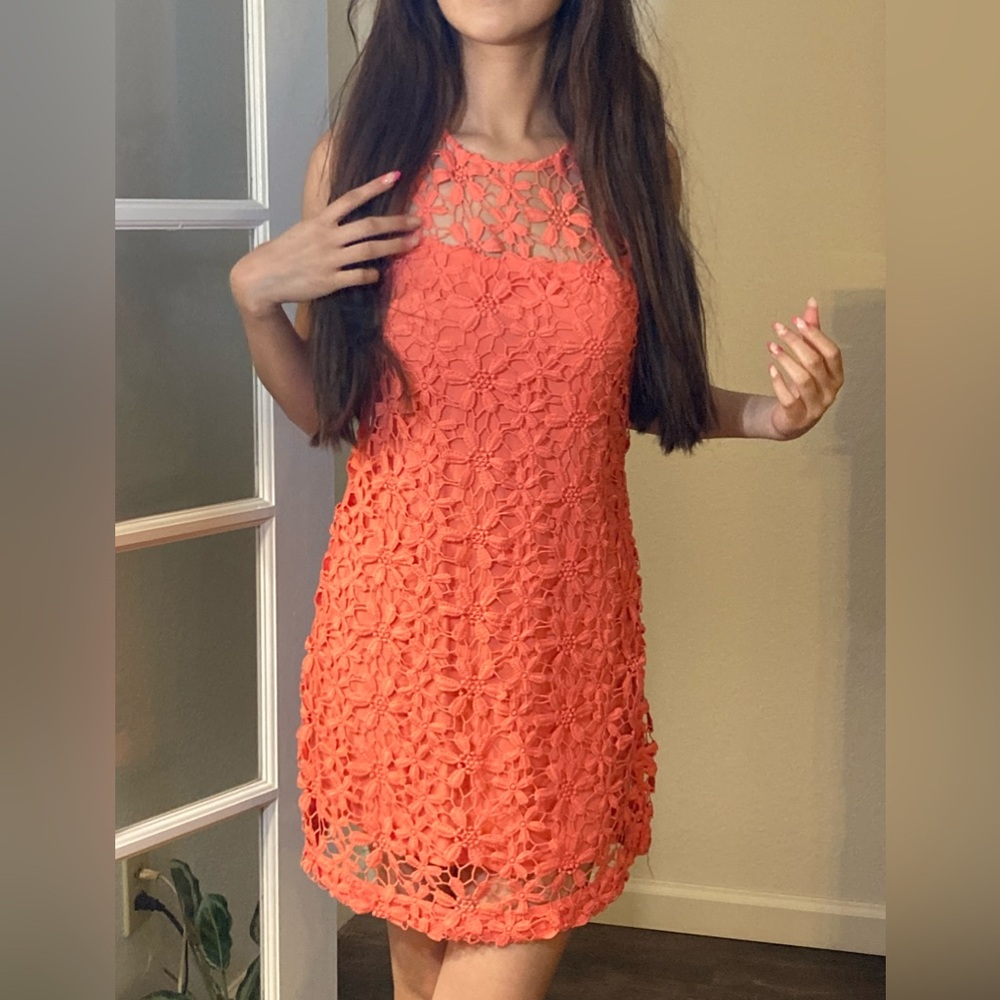 Hollister Flower Crochet Lace Zip Up Mini Dress M